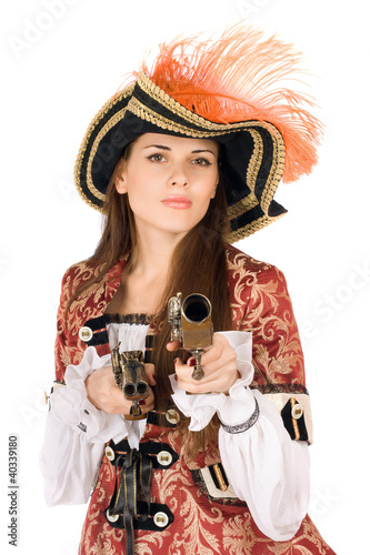 Foto: Charming young woman with guns Charming young woman with guns