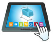 vector tablet pc with shopping cart icon