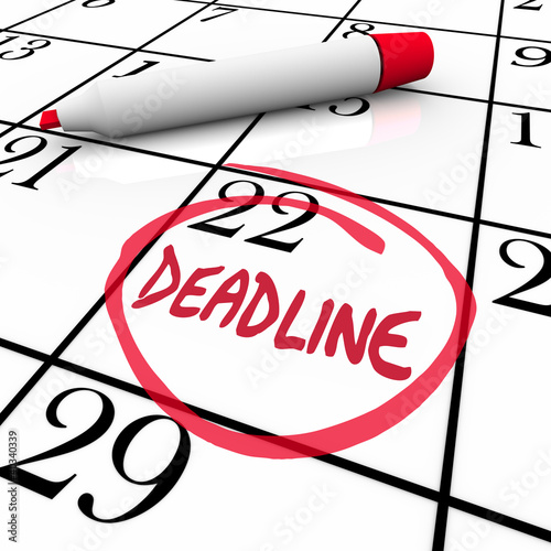 Illustration: Deadline Word Circled on Calendar Due Date Deadline Word Circled on Calendar Due Date