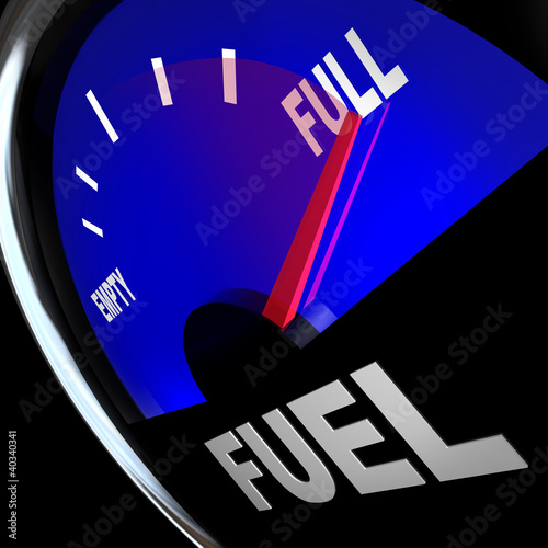 Illustration: Fuel Gauge Needle Points to Full Gas Tank Fuel Gauge Needle Points to Full Gas Tank