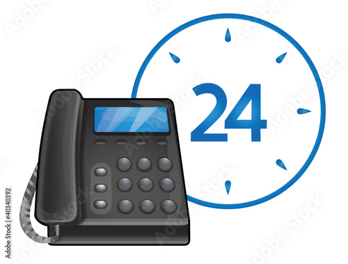 Vector: black phone - 24 hour support black phone - 24 hour support