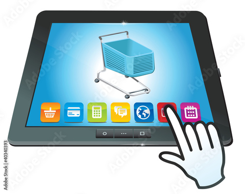 Vector: vector tablet pc with shopping cart icon vector tablet pc with shopping cart icon