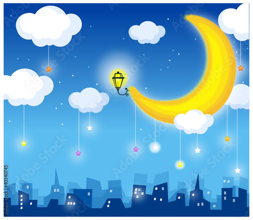 Vector: moon and skyline moon and skyline
