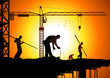 Silhouette illustration of construction workers Silhouette illustration of construction workers