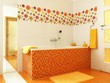 Modern bathroom in orange color