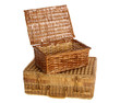 two wicker baskets with a lid on a white background two wicker baskets with a lid on a white background