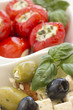 Photo: Salad of black, green olives with pieces of cheese. Salad of black, green olives with pieces of cheese.
