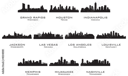 Vettoriale: Silhouettes of the USA cities_2 Silhouettes of the USA cities_2