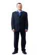 Photo: Man in blue shirt looking upward. Man in blue shirt looking upward.