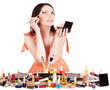 Girl applying makeup. Girl applying makeup.