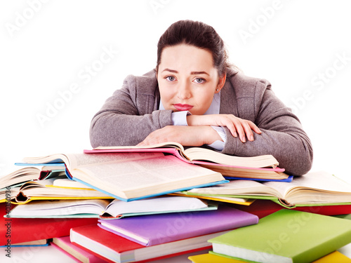 Photo: Woman holding book. Woman holding book.