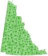 Map of Yukon (Canada) in a green mosaic of squares Map of Yukon (Canada) in a green mosaic of squares