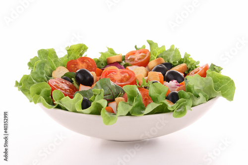 Photo: mixed salad on white mixed salad on white