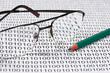 glasses and  pencil