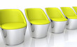 Clubchairs in a row - silver yellow
