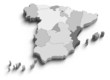Illustration: 3d Spain grey map on white 3d Spain grey map on white