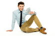 Young man holding money