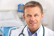 Portrait American doctor on hospital ward