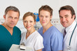 Portrait American medical team on hospital ward