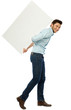 Man with blank poster