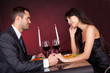 Couple at romantic dinner in restaurant