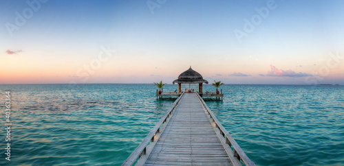 Photo: Beautiful wooden balk with pavilion (Maldives / Malediven) Beautiful wooden balk with pavilion (Maldives / Malediven)