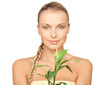 woman with green sprout