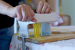 Woman preparing homemade pasta