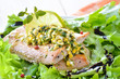 Wildlachs auf Blattsalat