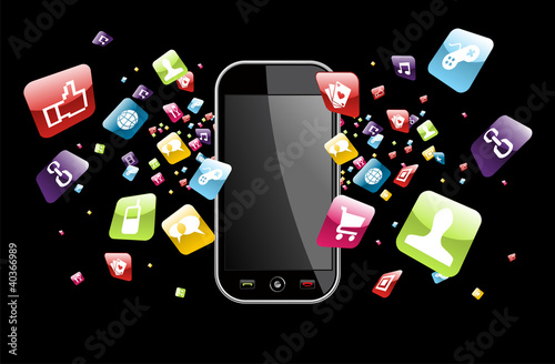 Vektor: Global smartphone apps icons splash Global smartphone apps icons splash