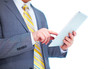 Hands of businessman with tablet computer.