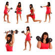 sporty girl trained with hantels