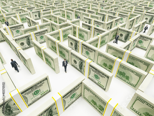 Photo: Business peoples in Financial Maze Labyrinth Business peoples in Financial Maze Labyrinth