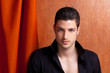 Latin spanish man portrait open black shirt Latin spanish man portrait open black shirt