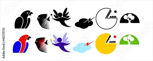 Illustration: Set of vector coloured elements such logos Set of vector coloured elements such logos
