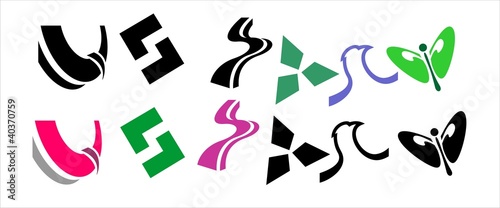 Illustration: Different shape and colour abstract icon set Different shape and colour abstract icon set
