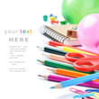 Photo: School stationery isolated over white School stationery isolated over white
