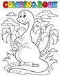 Coloring book dinosaur scene 2
