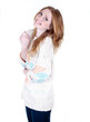 Young smiling happy woman portrait on white.