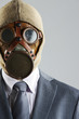 portrait of businessman in a gas mask