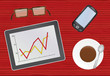 chief table with tablet pc vector illustration