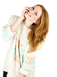 Young smiling happy woman portrait on white.