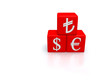 Illustration: tl dollar euro sign on 3d red dice tl dollar euro sign on 3d red dice