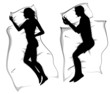 woman and men silhouettes lying in bed sleeping woman and men silhouettes lying in bed sleeping