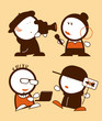 Set of media and TV profession funny peoples icons Set of media and TV profession funny peoples icons