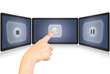 Hand pushing Play Icon.