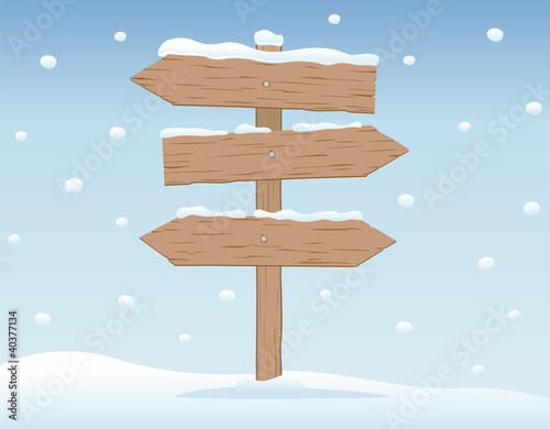 Vector: wooden signboard in snow 2 wooden signboard in snow 2