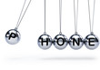 Illustration: Newtons cradle with five balls - phone Newtons cradle with five balls - phone