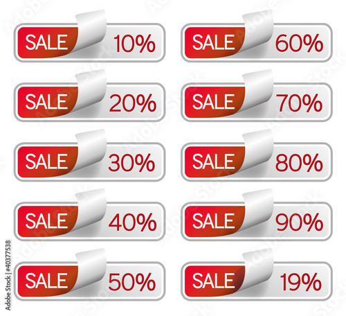 Vektor: Sale - Rabatt - Prozent - Button - Icons - rot Sale - Rabatt - Prozent - Button - Icons - rot