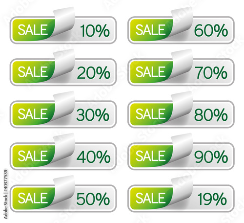 Vector: Sale - Rabatt - Prozent - Button - Icons - grün Sale - Rabatt - Prozent - Button - Icons - grün